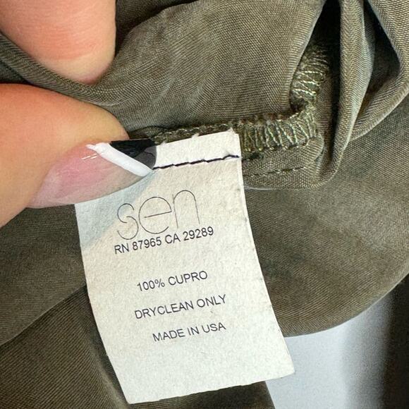 Revolve Sen 100% Silk Gunther Jumpsuit in Army Green Medium - Picture 9 of 10